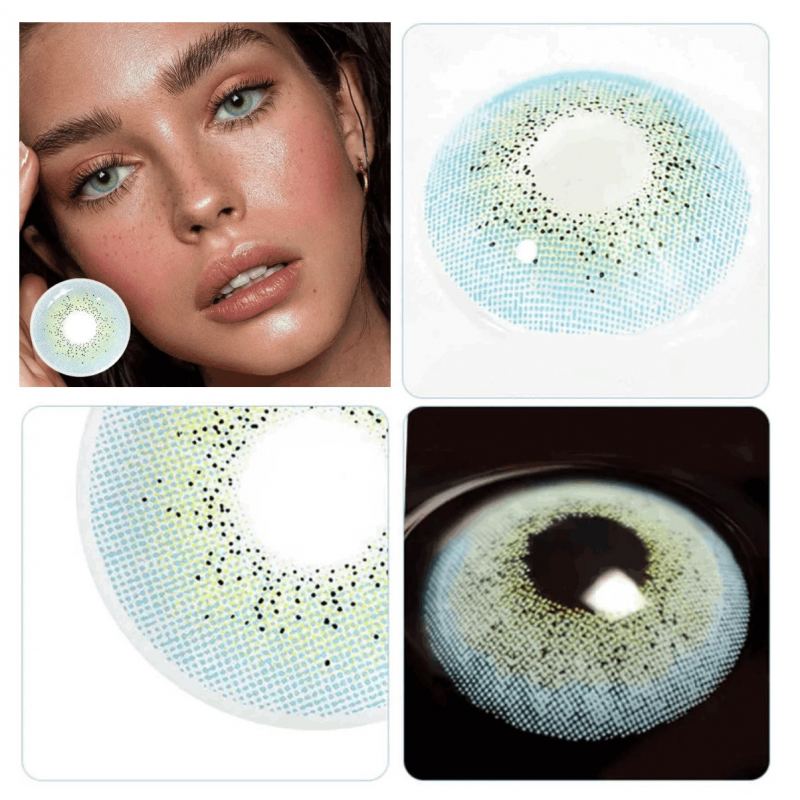 Синие натуральные- естественные линзы с диоптриями - Айс Энджил