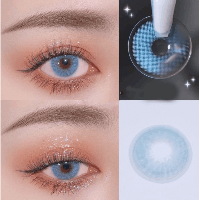 Синие натуральные- естественные линзы с диоптриями - Айс Блу