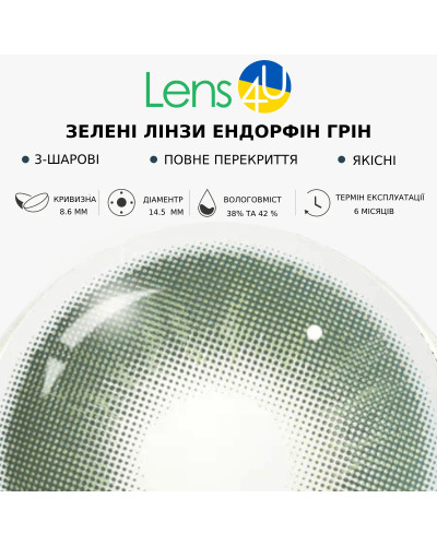 Зелені натуральні-природні лінзи з діоптріями - Айс Ендорфін Грін