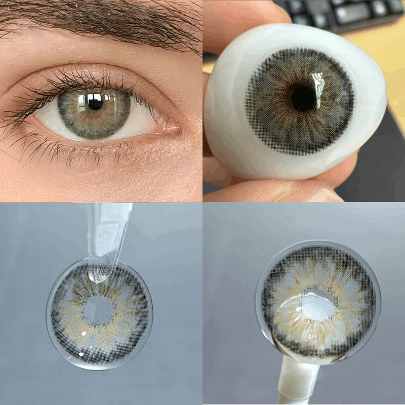 Сірі кольорові лінзи з діоптріями - Аврора Грей 