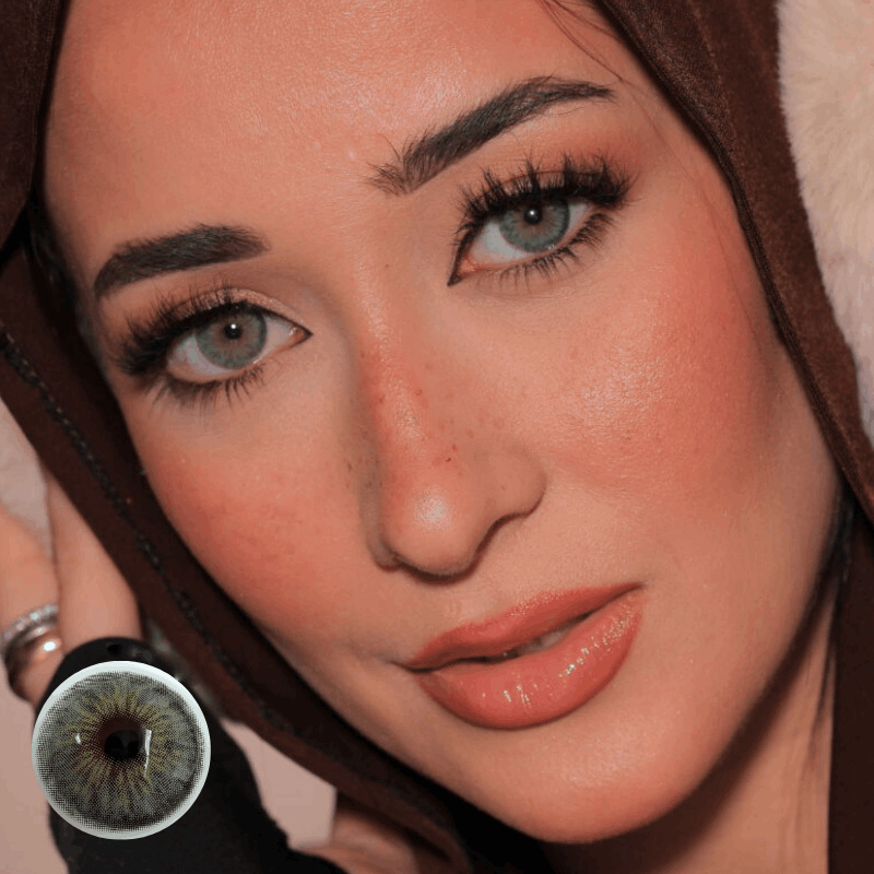 Сірі кольорові лінзи з діоптріями - Аврора Грей 