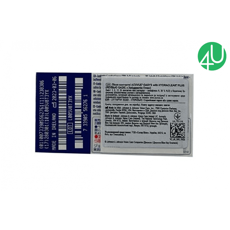 Контактные линзы на 12 дней  Acuvue Oasys With Hydraclear Plus